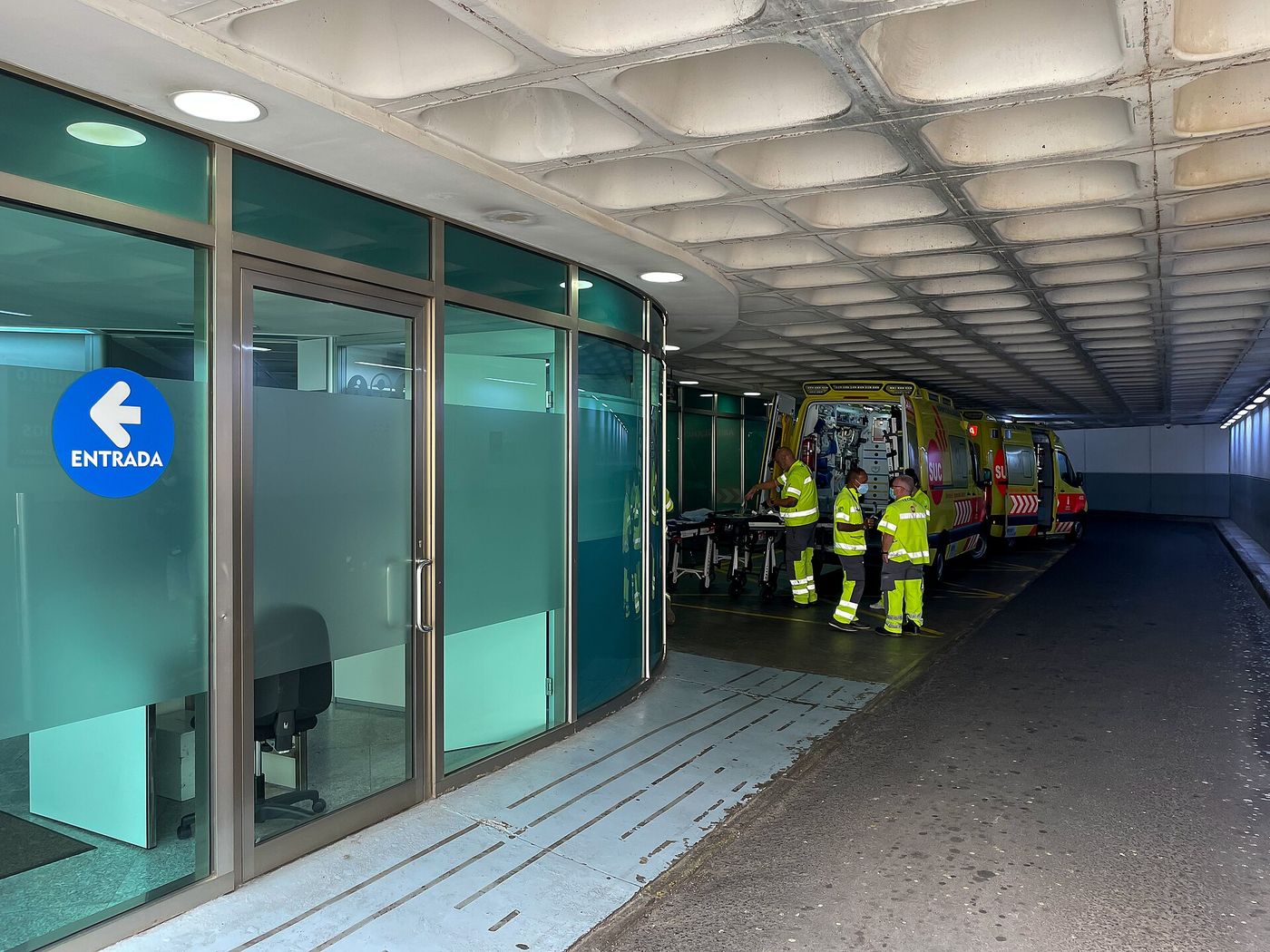 A hospital emergency entrance in Valladolid, Spain. Emergency departments across Europe are preparing for an early influenza season.